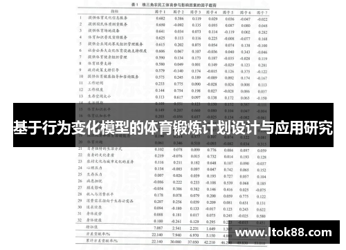基于行为变化模型的体育锻炼计划设计与应用研究